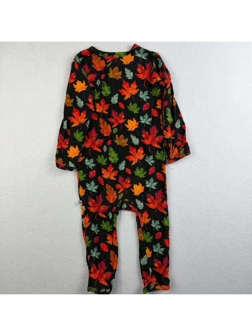 Little Bums Baby Romper 18-24M Fall Autumn Leaf Print Bamboo Zip Footie Pajamas - Picture 2 of 6